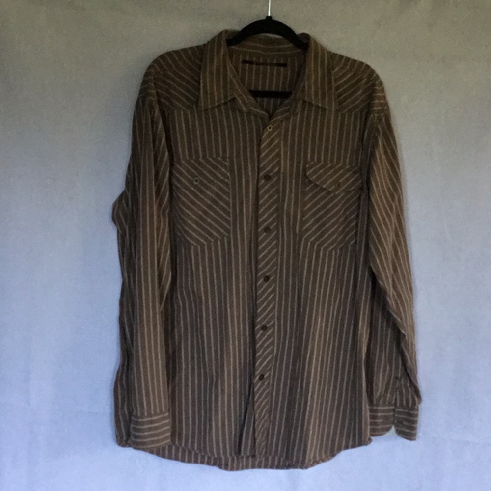 CARBON BLACK TAN BUTTON DOWN SHIRT SIZE XXL